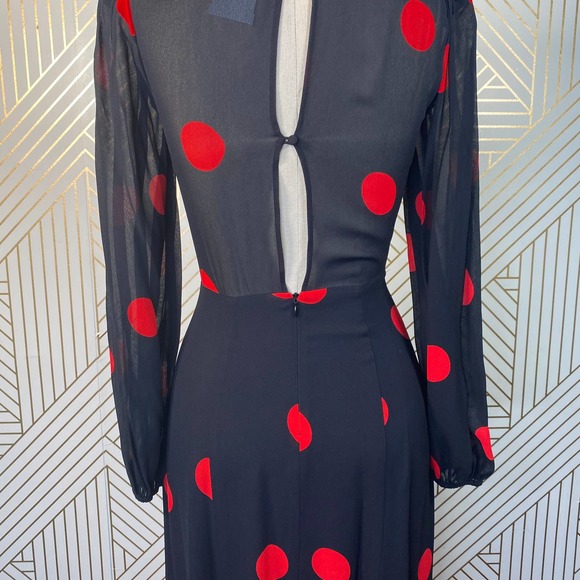 Reformation Luanne Dress Black Red Polka Dot - Picture 9 of 12